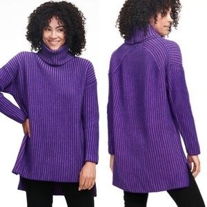 NAADAM Ribbed Turtleneck High-Low Tunic Sweater, Wool & Cashmere sz. XXS